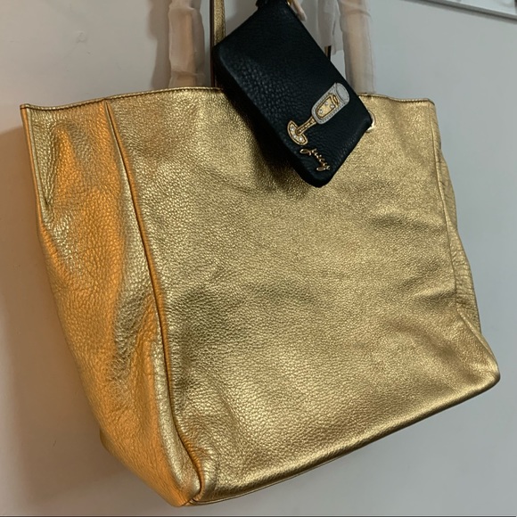 Juicy Couture Gold Cowhide Tote w/ Reversible Python Print - Picture 3 of 11